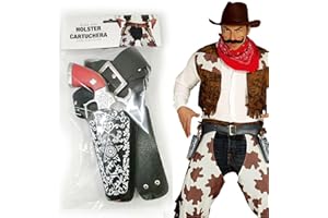 SeptCity 2PCS Western Cap Guns Toy Revolver with Adjustable Belt, Black