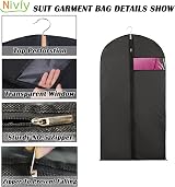 Niviy Garment Bags 60x100cm 5 Pack Moth Proof Zip Transparent PEVA view 2
