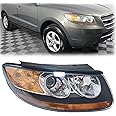 WUSILILU Front Headlight for 2007-2012 Hyundai Santa Fe Halogen Headlight 921020W100 921020W500 Front Headlamp Replacement Assembly（Passenger Side Headlight）