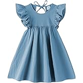 Dutebare Toddler Baby Girl Dress Cotton Linen Ruffle Halter Sleeveless Dresses Kids Summer Sundress