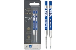Parker Refill for Parker Retractable Gel Ink Roller Ball Pens, Medium Conical Tip, Blue Ink, 2/Pack