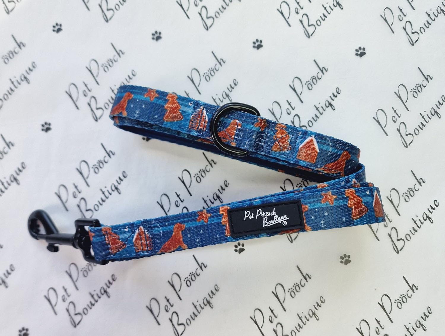 Gingerbread Biscuit Christmas DOG LEAD - REVERSIBLE