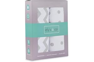 ELY'S & CO. Waterproof Bassinet Sheets 2-Pack for Baby Boy or Baby Girl - (Grey Chevron & Grey Polka Dots)