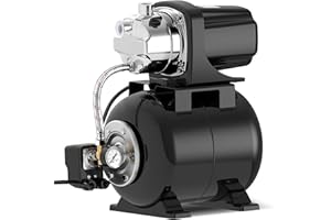 Lanchez 1.6 HP Shallow Well Pump with Pressure Tank 1030GPH Stainless Steel Jet Pump Automatic Booster System Black