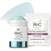 RoC Hydration+ Replumping Serum Stick, Fragrance-Free, Hydrating And Cooling Hyaluronic & Peptide Formula To Boost Elasticity And Visibly Smooth Aging Skin, With Line Smooth Eye Cream Packette, 0.7oz