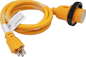 (Adapter Cord, 1.8m) - Parkworld Shore Power Adapter Cord Household 15A Male 5-15P to L5-30R RV/Marine 30A Female