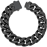 ChainsHouse Stainless Steel Cuban Link Bracelet for Men, 5mm/7mm/9mm/12mm Width, 7.5"/8.3"/9" Length, Black/18K Gold Plated Chain Wrist Bracelets for Men, with Gift Box