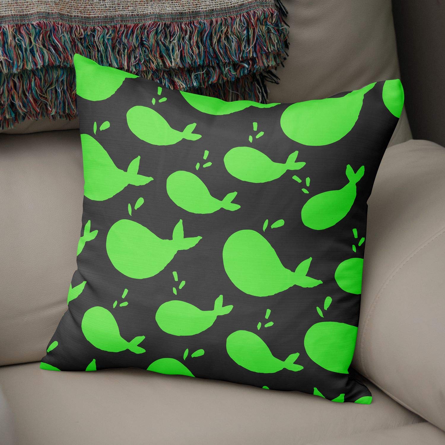 Bonamaison Decorative Cushion Cover, Polycotton, Green, Standard