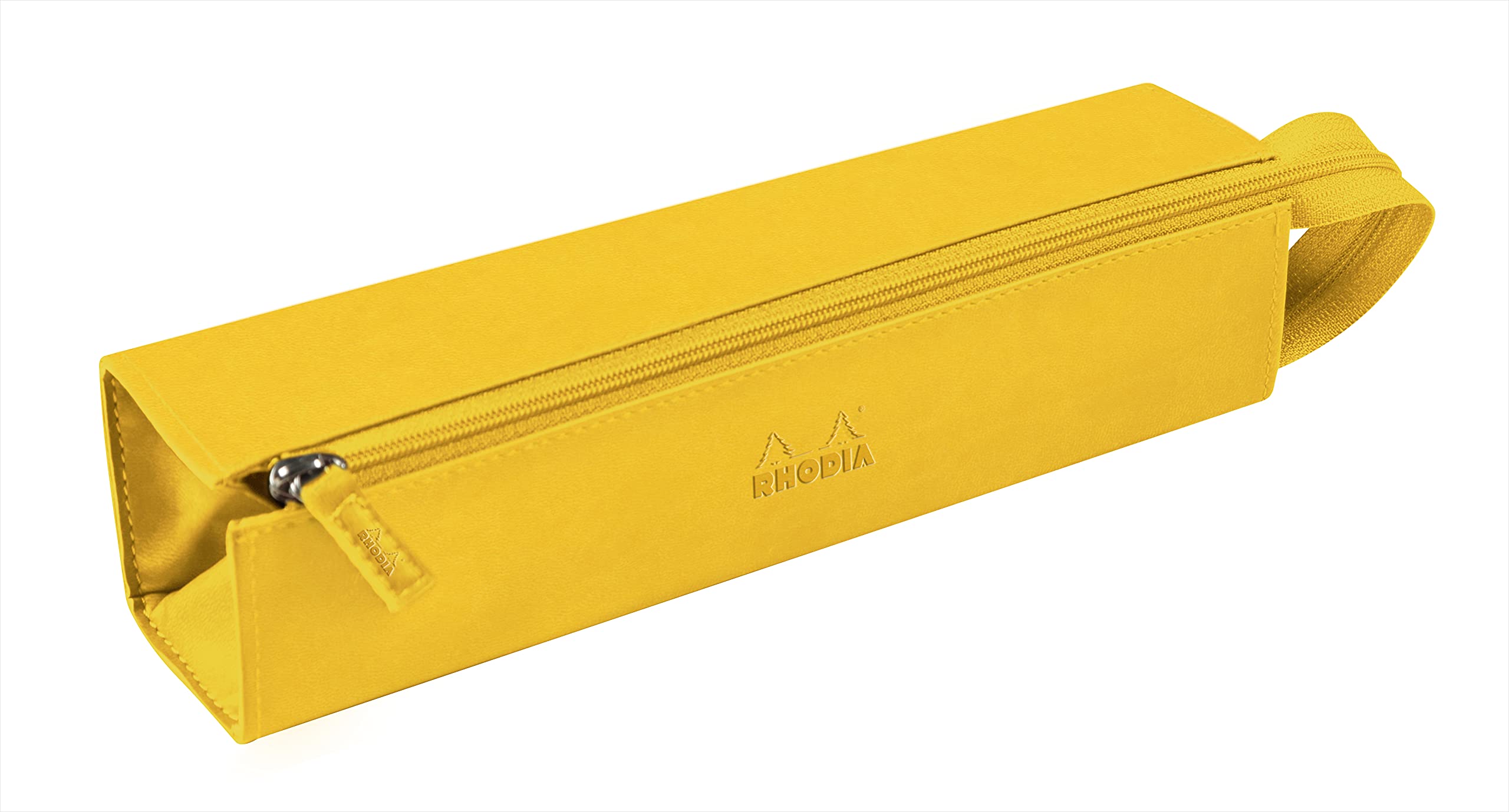 RHODIA 319026C - Pencil case Rhodiarama Jonquille - 23x5x5 cm - Flat opening for use as a pencil case - Faux leather - Storage for pens, pencils, markers, small supplies