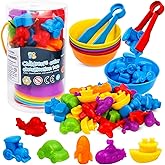 NAODONGLI Counting Transport Matching Game with Rainbow Bowls,Color Sorting & Sensory Training Montessori Preschool Education
