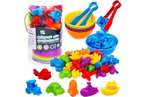 NAODONGLI Counting Transport Matching Game with Rainbow Bowls,Color Sorting & Sensory Training Montessori Preschool Education Learning Fine Motor Skills Easter Gifts for 3 4 5 Years Old Boys Girls