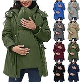 PBNBP Womens 3-in-1 Maternity Puffer Coats Winter Warm Quilted Lined Parka Water-Resistant Babywearing Hooded Jackets