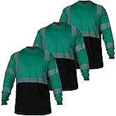 QELIN Hi Vis Long Sleeve Safety Shirts for Men Class 3 ANSI Reflective Work Shirt with Hood for Construction