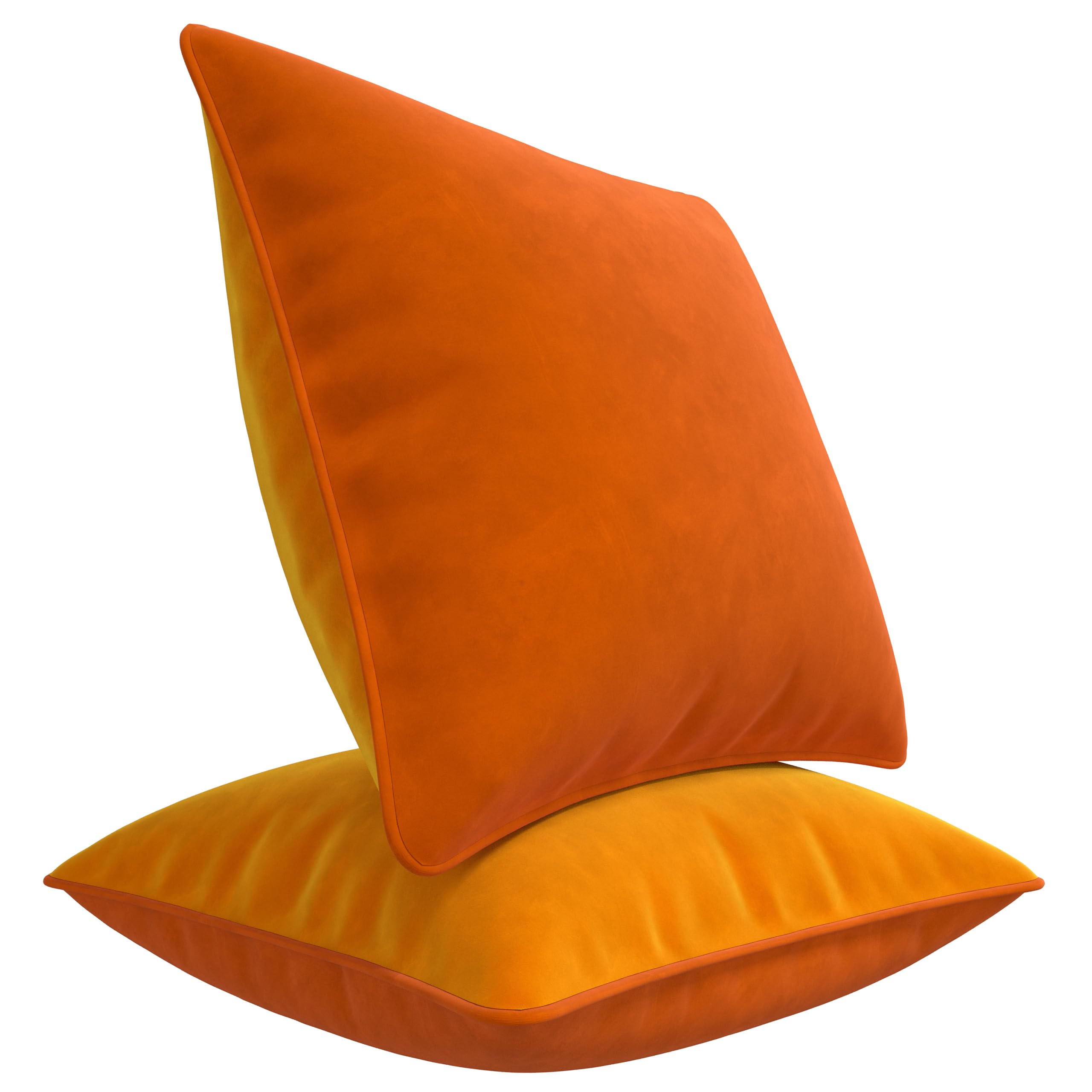 Blau Marité Decorative Velvet Throw Pillow Covers with Trim. Soft Velvet Decorative Pillow Cases. Velvet Cushion Covers. Contrast Pipping.(Orange, 20"x20") — image 1
