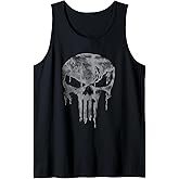 Marvel Punisher Dripping Gray Skull Vintage Chest Logo Tank Top