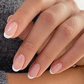 modelones French Tip Press On Nails, Short Oval Fake Nails Nails Press Ons | with Nail Glue, Salon Quality Nails, Natural Comfortable Fit, 32Pcs 16 Sizes, Up to 3 Weeks Wear, Nude Fall Women Girl Gift