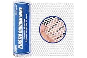 Moyios White Plastic Chicken Wire Mesh 15.7IN x 10FT 500GSM - for Garden,Poultry,Dogs,Rabbit,Crafts,Agricultural & Floral Fencing - Durable Plastic Chicken Wire Mesh Fencing & Netting Roll
