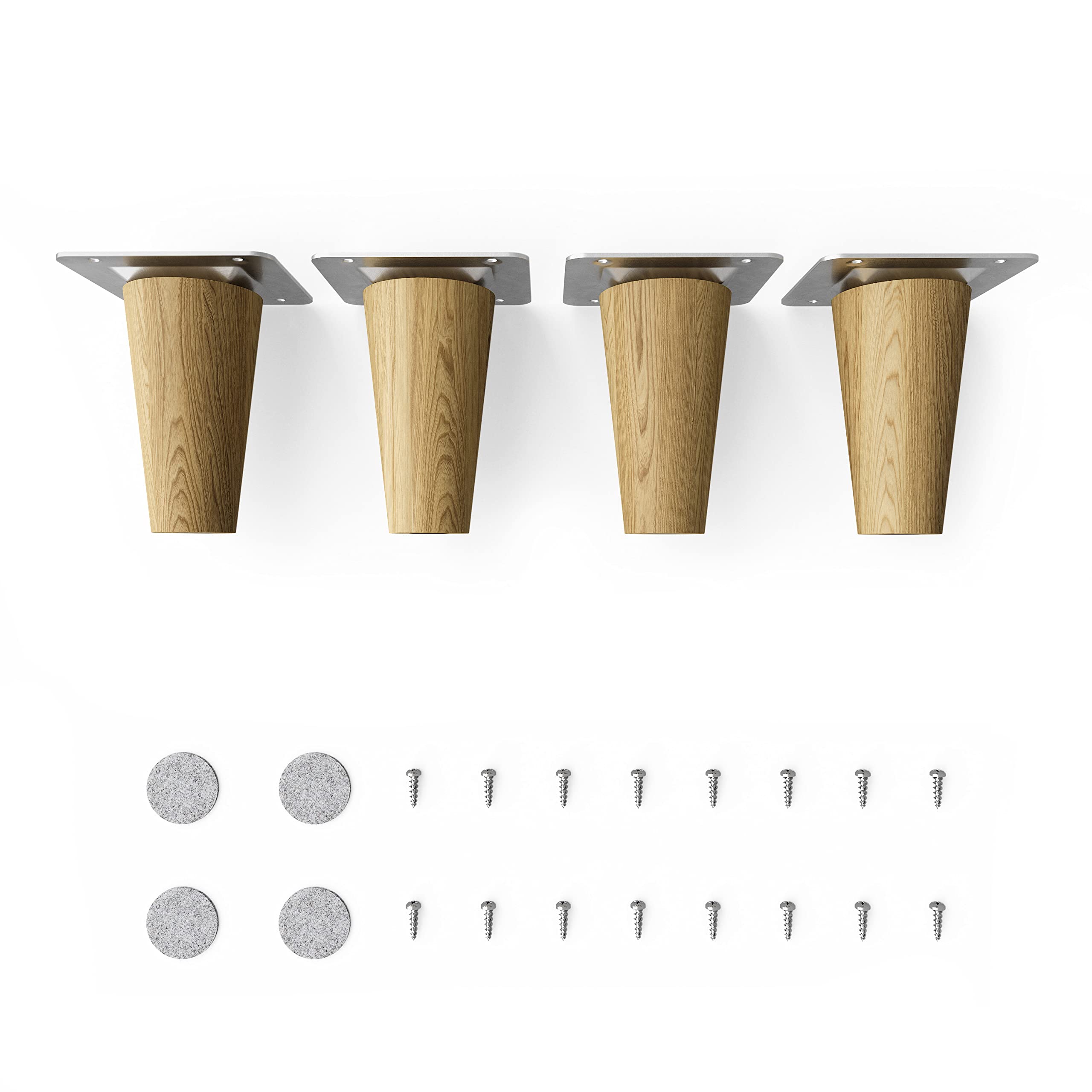 Sossai® Wooden furniture feet - Clif Round | oil finish | height: 8 cm | HMF1 | round conical (straight design) | material: solid wood (oak) | for chairs, tables, cupboards
