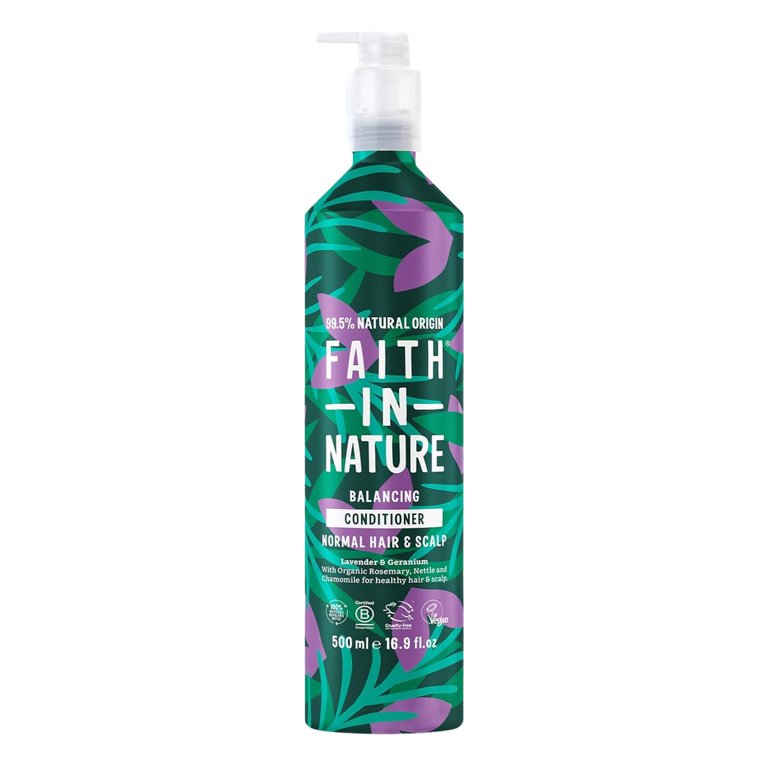 Faith In Nature 500ml Metal Bottle Lavender & Geranium Conditioner, Balancing for Normal Hair & Scalp, Vegan & Cruelty Free, No SLS, Silicones or Parabens