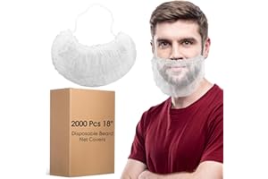 Jamntower 1000 Pcs Disposable Beard Net Covers with Elastic Bands 18" Protective Beard Covers for Men Nonwoven Breathable Guards for Food Service Cooking Cleaning (White)