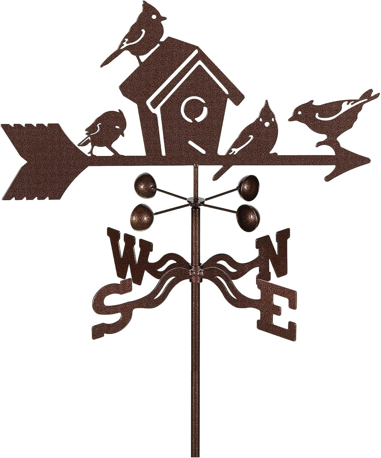 Weathervanes - 14 Gauge Steel Weathervane Wind Wheel Garden Stake with Birdhouse Silhouette Ornament for Manor Lawn Direction Sign Ground Insert Statue Peg Outdoor Décor, Copper
