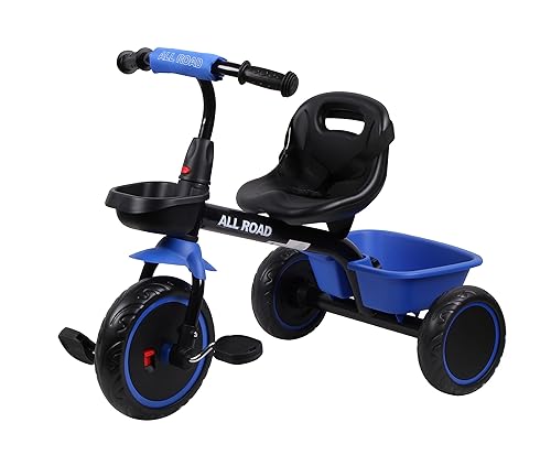 All Road Trikes CHILDS PEDAL TRIKE Blue & Black Adjustable Seat Front & Rear Baskets 2-5 Years