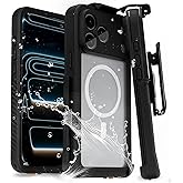 MOTIVE for iPhone 17 Pro Case with Belt Clip, Waterproof Full Body 360° Protection, Built-in Screen Protector, Wireless Charging Compatible with iPhone 17 Pro Holster case, 6.3” | Black