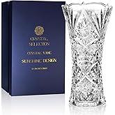 CS Crystal Vase 12-inch high, Sunshine Design, for Flowers & Decor. Lovely Nice Shiny Piece. Perfect as a Gift, Suitable for All Occasions.