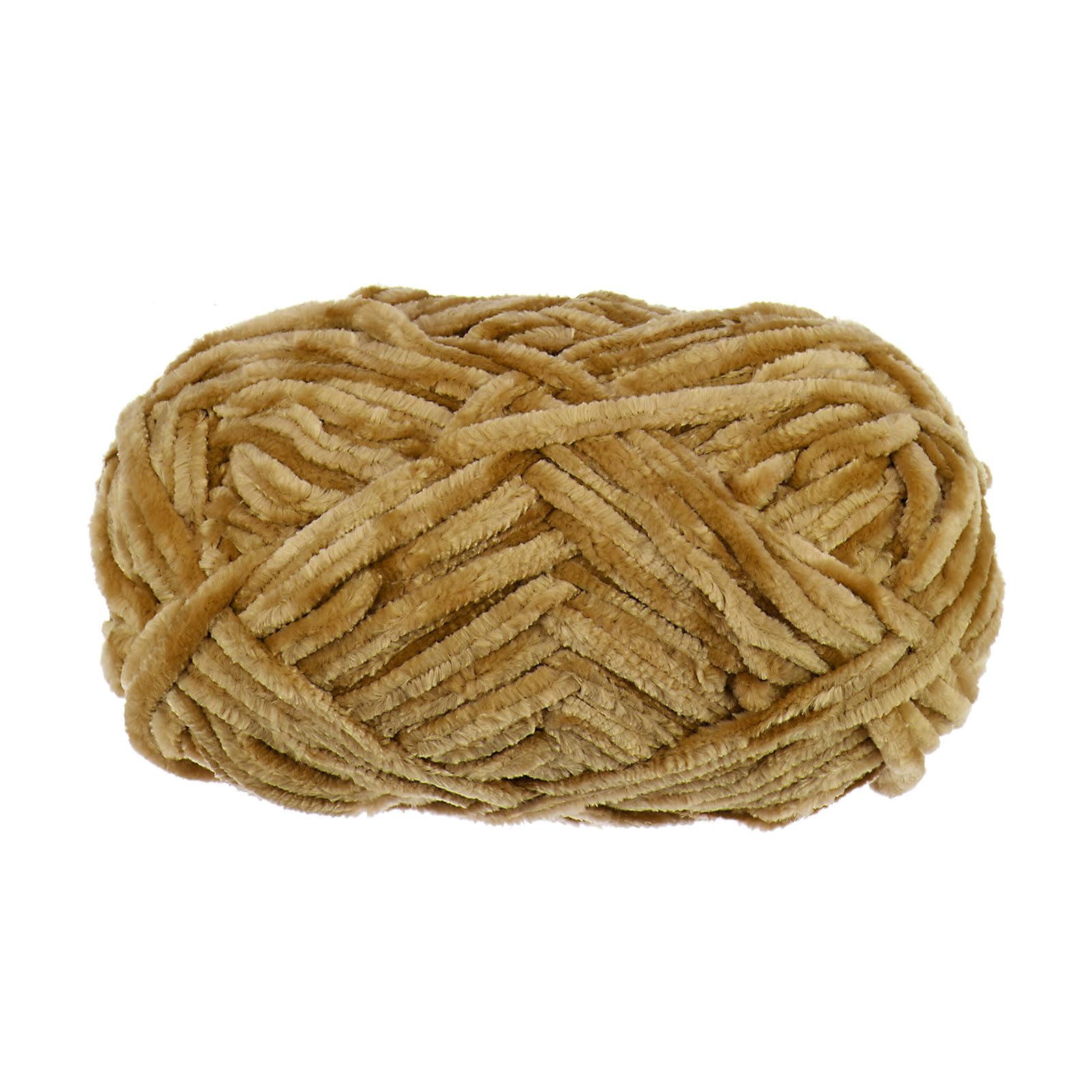 uxcell 1 Skein Velvet Yarn Chenille Yarn 100g/3.5oz 87 Yards Total Length 6# Super Bulky Polyester Soft Blanket Yarn for Knitting Weaving Bag Scarf, Khaki
