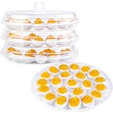 HAKSEN 3-PCS Clear Egg Containers with Lid - Egg Carrier for Deviled Eggs, Easter and Thanksgiving Parties - Home Kitchen Supplies