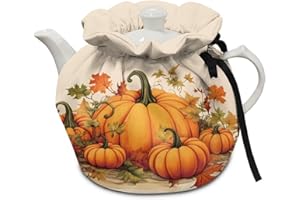 Kathyboom Fall Pumpkin Tea Cozy for Teapots,Resistant Kettle Cover Heat Resistant Breakfast Warmer Keep Warm Home Kitchen Thanksgiving Decorative Accessories