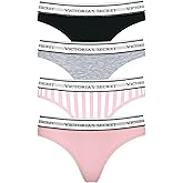 Victoria's Secret Women's Cotton Logo Thong Underwear, Panties for Women, Multi Pack (XS-XXL)
