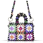 QTKJ Crossbody Bags for Women, Colorful Beaded Clutch Bag，Evening Bags With Removable Chain, Handbags for Women Party Wedding Travel