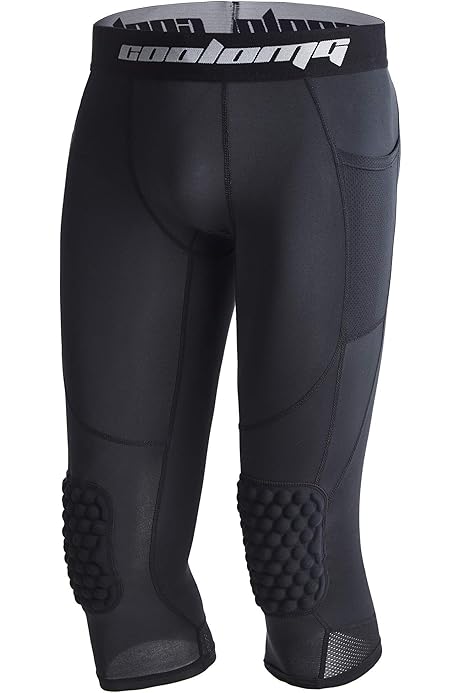 Boys Basketball Tights With Pads Youth Compression Pants With Knee