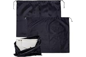 letsinstyle 2Pcs Multisize Dust Bag for Handbags, Dustproof Silk Dust Cover Bags Satin Drawstring Travel Storage Pouch, Black