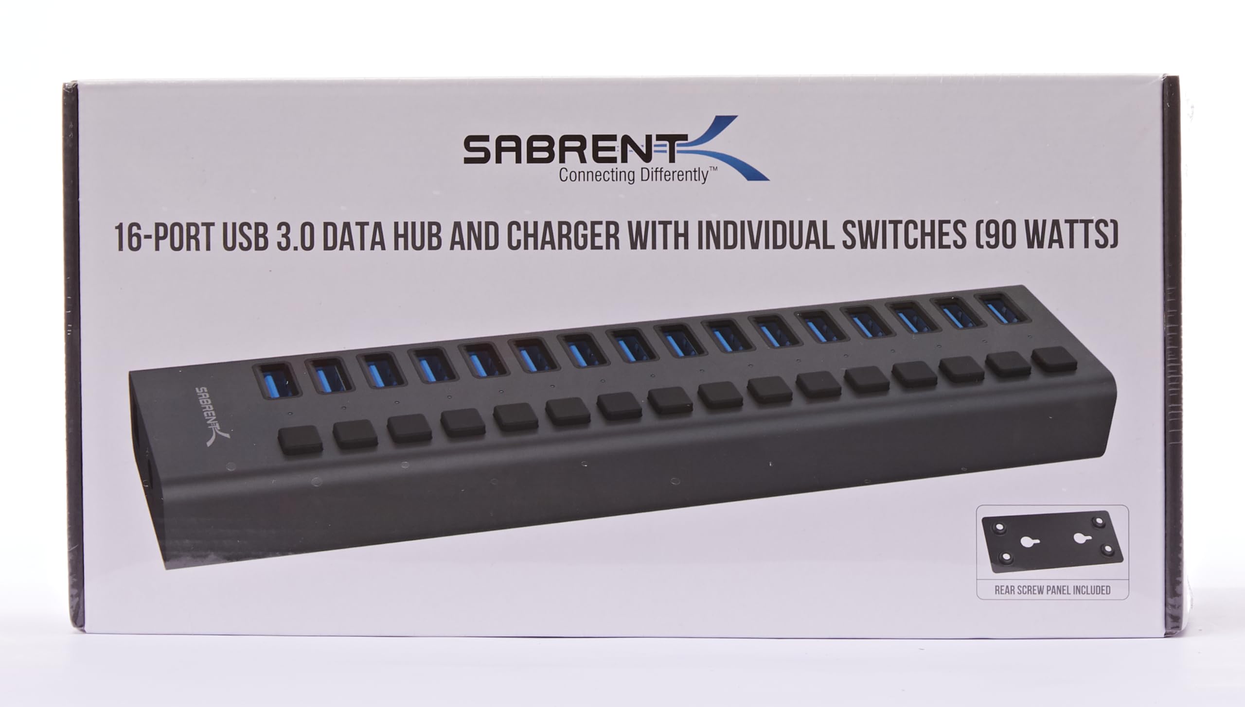 SABRENT 16-Port USB 3.0 Data Hub and Charger with Individual Power Switches, 90W High-Power Output (HB-PU16)