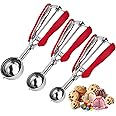 Cookie Scoops for Baking,Ice Cream Scoop,3PCS Stainless Steel 1/2 /3 tbsp Cookie Scoop,Red Rubber Grips Design,Durable and Ef