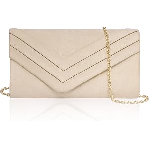 Larcenciel Elegant Suede Envelope Clutch Purse for Women, Formal Pleated Evening Party Handbags for Wedding, Cocktail, Prom