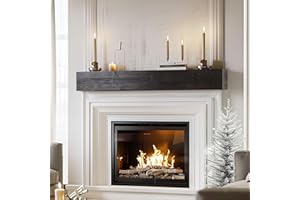 GoCampDirect Fireplace Mantle Shelf 60Inches - Handcrafted Wall Floating Mantel Shelf for Over Fireplace - Rustic Traditional Wooden Fireplace Mantels with Invisible Heavy Duty Wood Bracket Ebony