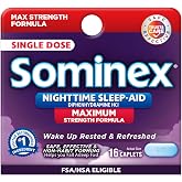 Sominex Nighttime Sleep-Aid Tablets, Maximum Strength Formula, Single Dose, Assorted, 16 Count