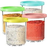 Deluxe Pints for Ninja Creami Deluxe NC500 Series Creami Deluxe Ice Cream Makers, 24oz. 4 Pack 11-in-1 XL Family Size Containers with Color Lids, BPA-Free & Dishwasher Safe(Coral/Yellow/Green/Blue)