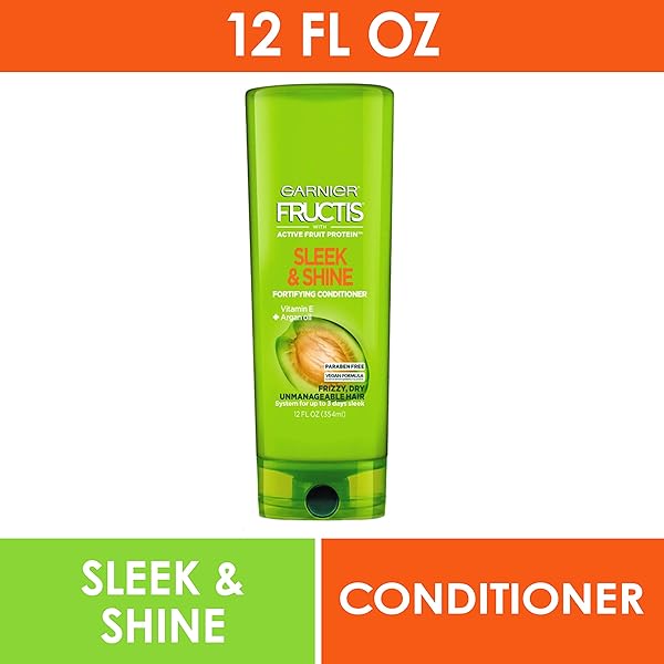GARNIER FRUCTIS SLEEK AND SHINE CONDITIONER, FRIZZY, DRY, UNMANAGEABLE HAIR, 12 FL; OZ.
