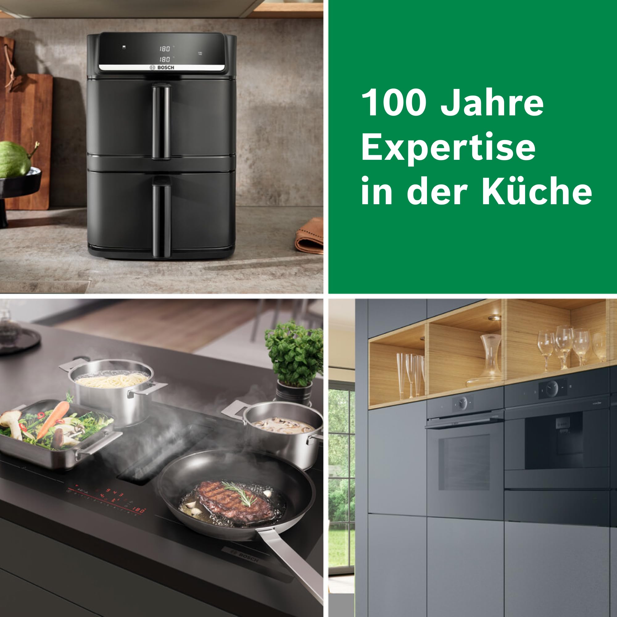 Bosch Serie 6 XXL Heißluftfritteuse, 12 L Doppelkammer, platzsparend, 6 Programme, PFAS frei, schwarz, AirFryer Serie 6, MAFD661B0 9