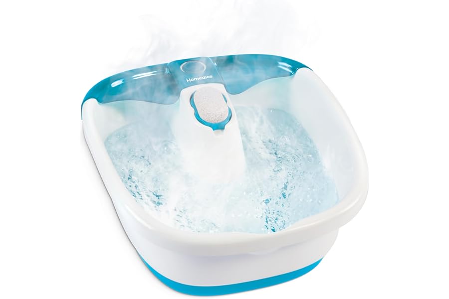 Homedics Bubble Mate Foot Spa, Toe Touch Controlled Foot Bath with Invigorating Bubbles and Splash Proof, Raised Massage nodes and Removable Pumice Stone