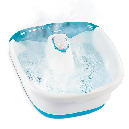HoMedics Bubble Mate Foot Spa, Toe Touch Controlled Foot Bath with Invigorating Bubbles and Splash Proof, Raised Massage nodes and Removable Pumice Stone