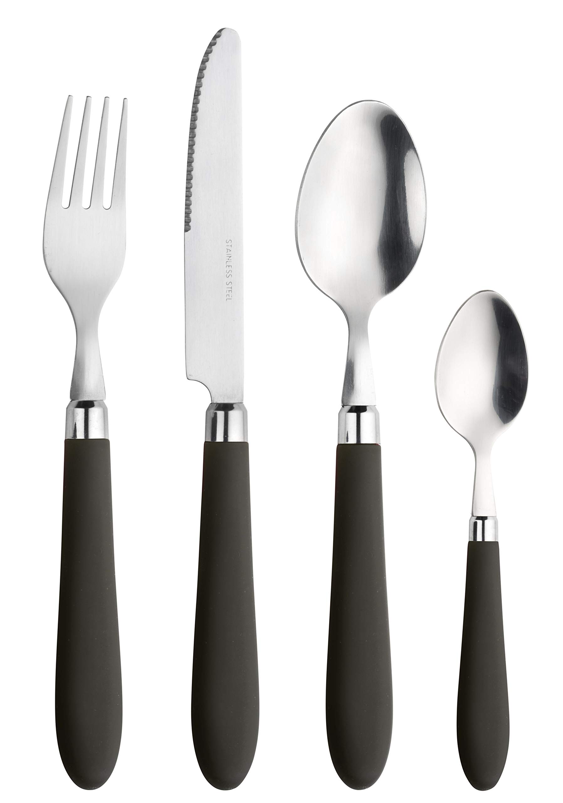 Pintinox Daisy Series Stainless Steel 24-Piece Cutlery Set, Black