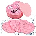 50-Count Heart Shape Compressed Facial Sponges, 100% Natural Cosmetic Spa Sponges for Facial Cleansing for Daily Facial Cleansing, Exfoliating Mask, Makeup Remover. Ideal for Home and Travel.