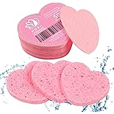 50-Count Heart Shape Compressed Facial Sponges, 100% Natural Cosmetic Spa Sponges for Facial Cleansing for Daily Facial Clean