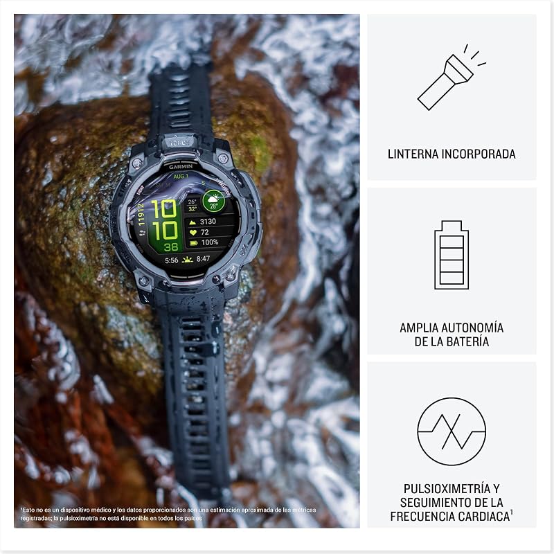 Instinct 3, Reloj Inteligente con GPS, Negro