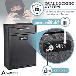 AdirOffice Wall Mount Mailbox - Combination Mailbox